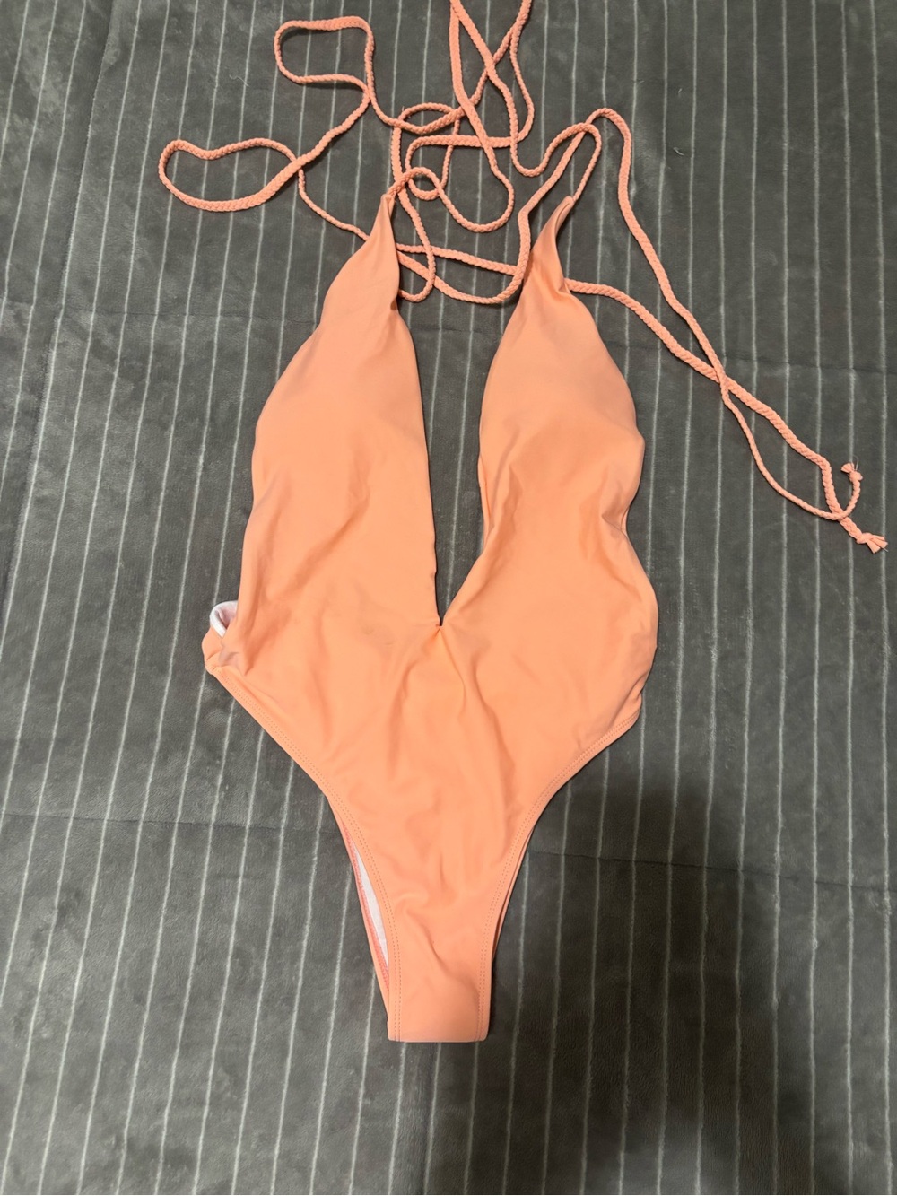 Plunge One-Piece Swimsuit in Coral